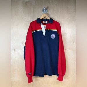 Vintage Barbarian Hockey Night in Canada CBC NHL Long Sleeve Rugby Polo Shirt